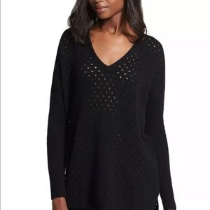 AUTUMNCASHMERE High/Low Open Knit Cashmere Sweater